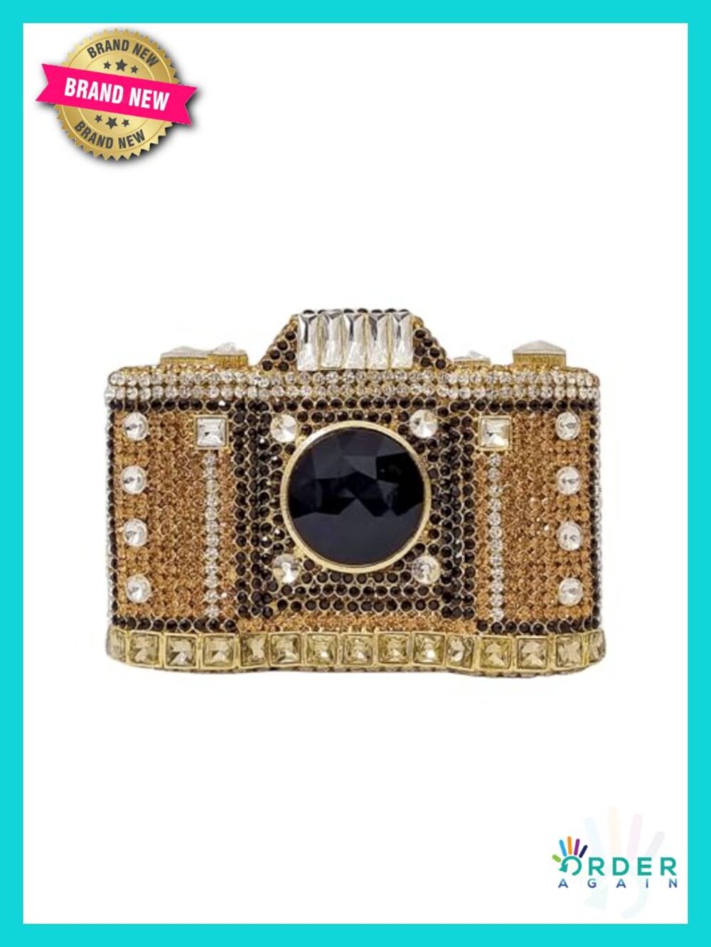 Cute Camera Shape Crystal Clutch Evening Bag Rhinestone Wedding Handbag